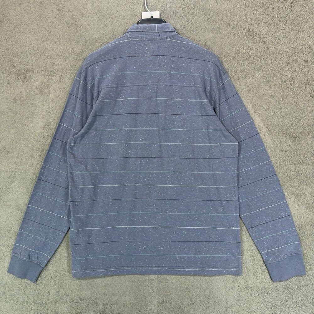 Levi's Men's Size L Long Sleeve Polo Shirt Blue Striped Speckled Knit 2 Pocket - Picture 7 of 7